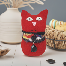 Load image into Gallery viewer, Handmade Red Ragamuffin Kitty Upcycled Sweater Art Doll Cat Lover Gift