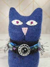Load image into Gallery viewer, Handmade Blue Ragamuffin Kitty Upcycled Sweater Art Doll Cat Lover Gift