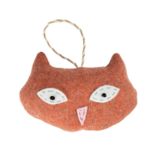 Load image into Gallery viewer, Handmade Orange Vintage Upcycled Wool Cute Kitty Cat Ornament