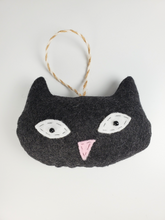 Load image into Gallery viewer, Handmade Set of 6 Vintage Upcycled Wool Cute Kitty Cat Ornaments