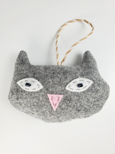 Load image into Gallery viewer, Handmade Set of 6 Vintage Upcycled Wool Cute Kitty Cat Ornaments