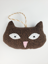 Load image into Gallery viewer, Handmade Set of 6 Vintage Upcycled Wool Cute Kitty Cat Ornaments