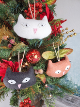 Load image into Gallery viewer, Handmade Gray Vintage Upcycled Wool Cute Kitty Cat Ornament