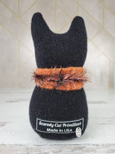 Load image into Gallery viewer, Handmade Black Ragamuffin Kitty Upcycled Sweater Art Doll Cat Lover Gift