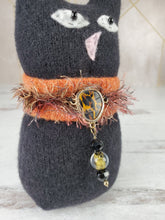Load image into Gallery viewer, Handmade Black Ragamuffin Kitty Upcycled Sweater Art Doll Cat Lover Gift