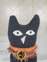 Load image into Gallery viewer, Handmade Black Ragamuffin Kitty Upcycled Sweater Art Doll Cat Lover Gift