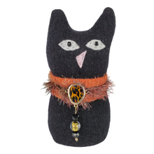 Load image into Gallery viewer, Handmade Black Ragamuffin Kitty Upcycled Sweater Art Doll Cat Lover Gift