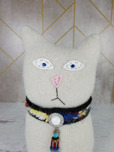 Load image into Gallery viewer, Handmade White Ragamuffin Kitty Upcycled Sweater Art Doll Cat Lover Gift
