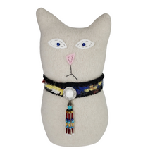 Load image into Gallery viewer, Handmade White Ragamuffin Kitty Upcycled Sweater Art Doll Cat Lover Gift