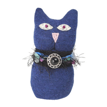 Load image into Gallery viewer, Handmade Blue Ragamuffin Kitty Upcycled Sweater Art Doll Cat Lover Gift