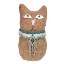 Load image into Gallery viewer, Handmade Tan Ragamuffin Kitty Upcycled Sweater Art Doll Cat Lover Gift