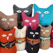 Load image into Gallery viewer, Handmade Orange Ragamuffin Kitty Upcycled Sweater Art Doll Cat Lover Gift