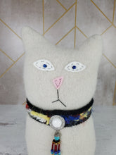 Load image into Gallery viewer, Handmade White Ragamuffin Kitty Upcycled Sweater Art Doll Cat Lover Gift
