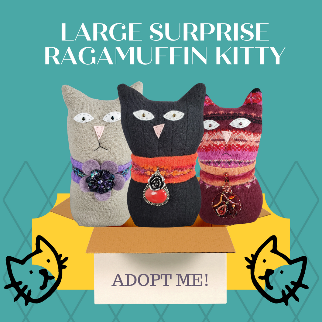 Surprise Large Handmade Ragamuffin Kitty Cat Sweater Art Doll Cat Lover Gift