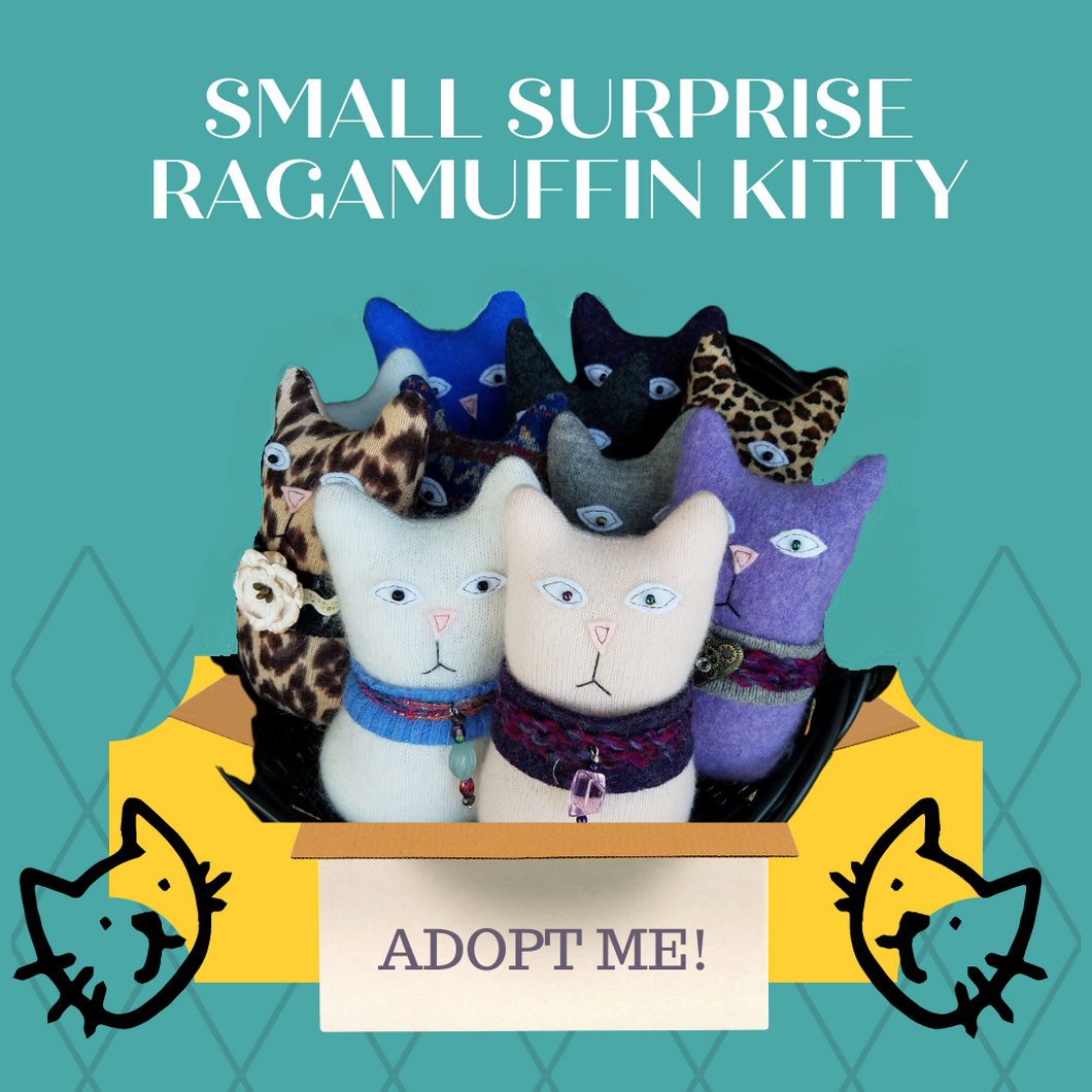 Surprise Small Handmade Ragamuffin Kitty Cat Sweater Art Doll Cat Lover Gift